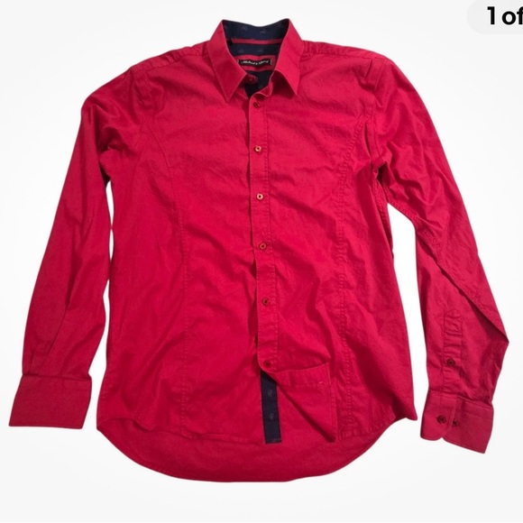 Michael & David Other - Michael & David Red Dress Button Down contrast sleeves. Gorgeous